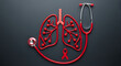 © Fahmi87 - Close up of stylized lungs and red ribbon with stethoscope, representing respiratory health and awareness