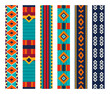 © Pierre - Set of vertical strips of seamless patterns with colorful abstract, geometric art and vibrant fashion designs. Repeat border frame for textile texture, fabric print or wallpaper and wrapping paper