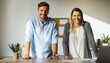 © WS Studio 1985 - Team Collaboration and Partnership: Two professionals exude confidence and approachability, standing side-by-side, embodying a culture of trust and shared vision. Reflecting the power of partnership.