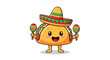 © panut - Happy Cartoon Taco Character Wearing Sombrero and Playing Maracas