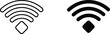 © Aman9 - Outline and filled Wi- Fi signal icons with diamond base on white background Keywords: wifi signal icon wireless internet connection network symbol technology