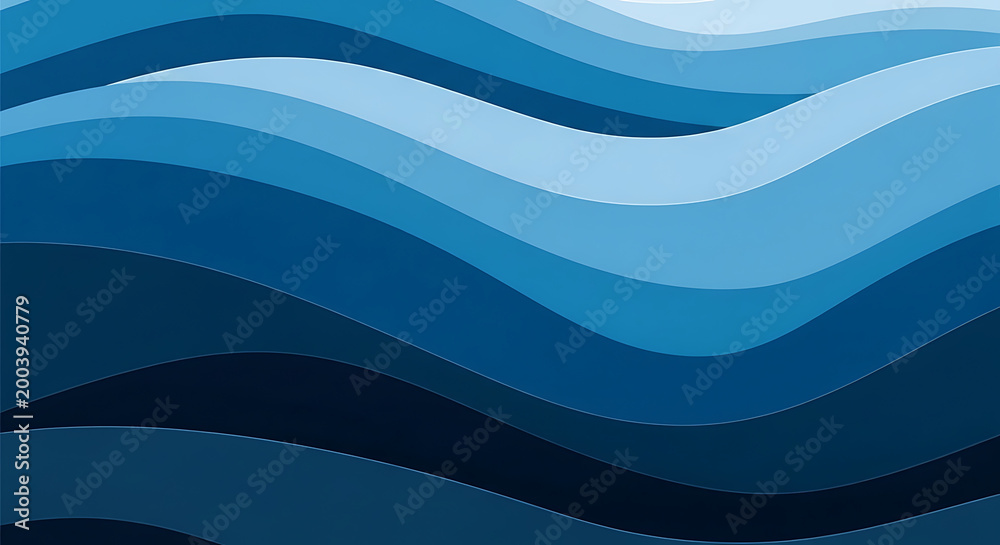 Abstract ocean waves in various shades of blue creating a soothing and ...