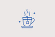 © HenryFord - Hot tea cup with bag line icon for herbal beverage menus and cozy tea room settings. Soothing vector illustration for wellness blog headers and organic tea product packaging.