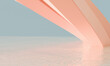 © Westend61 - Abstract pastel 3D render of a pink bridge over calm water