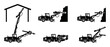 © Fernando - Drilling Rig Machine Icon Set for Mining and Construction Industry. Heavy industrial machinery equipment silhouettes showing various drilling angles, positions and tunnel excavation work processes iso