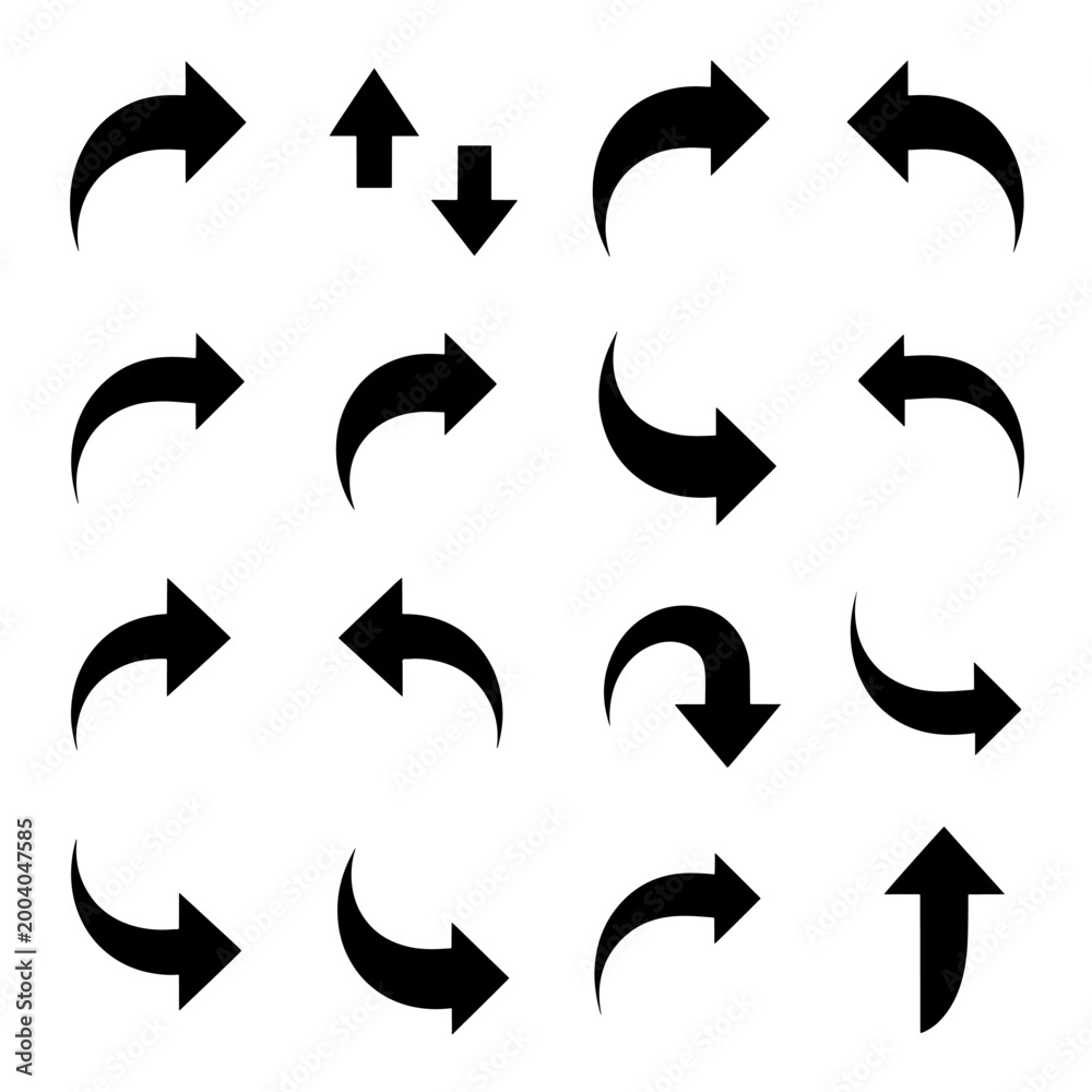 Minimalist Curved and Straight Vector Arrow UI Elements for Back ...