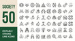 © MR7 - Society icon set. Editable line icons. Vector illustration.
