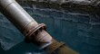 © rdkcho - Industrial Water Pipe with Rusty Flange Joint in Dark Reservoir