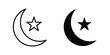 © Cristiane - Star and crescent icon design pack in white and black color