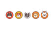 © Tangguhwisnu - Stylized, circular cartoon faces of five dogs against a white background with a minimalist aesthetic