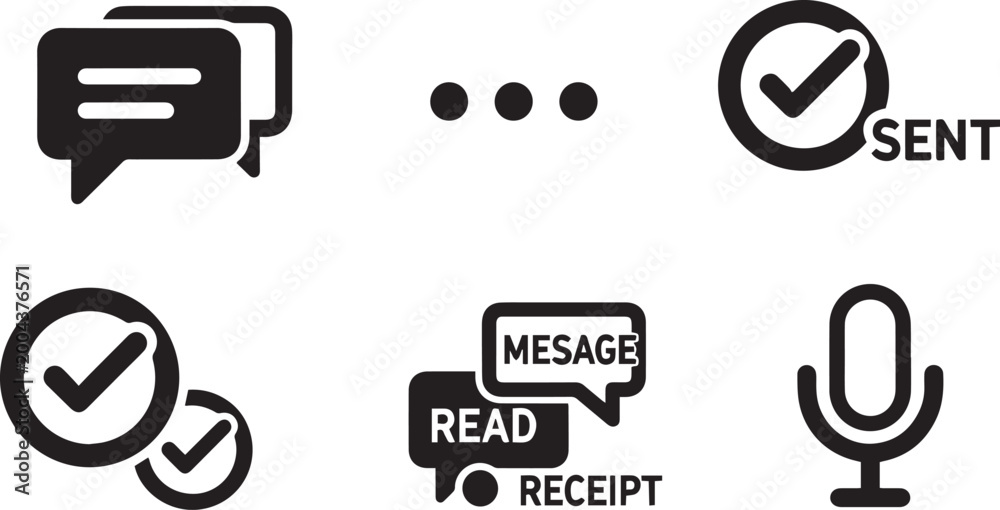 Message Count Icon Chat Message and Status Icon Set Vector, Speech Bubble, Typing ...