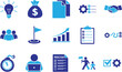 © MDSHAHIN - Project management icon set with planning workflow teamwork strategy business productivity tools