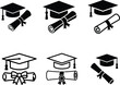 © Saidurra12 - Graduation caps and diplomas icons set for education and academic achievements