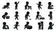 © 21graphic - Childcare  Parenting: Baby Development Milestones, Infant  Toddler Activities Silhouette Glyphs