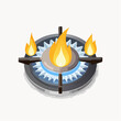 © Rendy Dastian - Gas stove burner icon. Kitchen cooking and flame symbol. Heat, energy and ignite sign. Cooking appliance concept representing gas burner and food preparation.