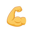 © Sidratul Muntaha 4 - Biceps vector isolated emoji gesture representing strong arm muscle emoticon for workout, bodybuilding, and strength expression flat illustration.