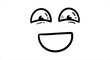 © matahari - Simple hand-drawn cartoon face with a wide, beaming smile expressing pure happiness and joy
