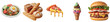 © Vectoryu - Assortment of popular fast food items including a burger pizza ice cream and bread rolls.