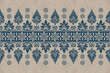 © supachai - Seamless Ethnic Floral Border Pattern, Indigo Blue and Beige Traditional Folk Ornaments, Bohemian Tribal Stripe Design for Fashion Apparel, Luxury Interior Wallpaper, and Decorative Textile Trim