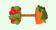 © The - Dumbbell made of vibrant vegetables tomatoes, bell peppers, carrots, and spinach, symbolizing strength and health from nutritious food choices