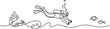 © Hasho  - scuba diver exploring underwater world in minimalist one line ocean diving. one line Art icon drawing vector