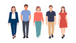 © Design Point - Diverse group of people walking in a line with flat design business community collaboration connection