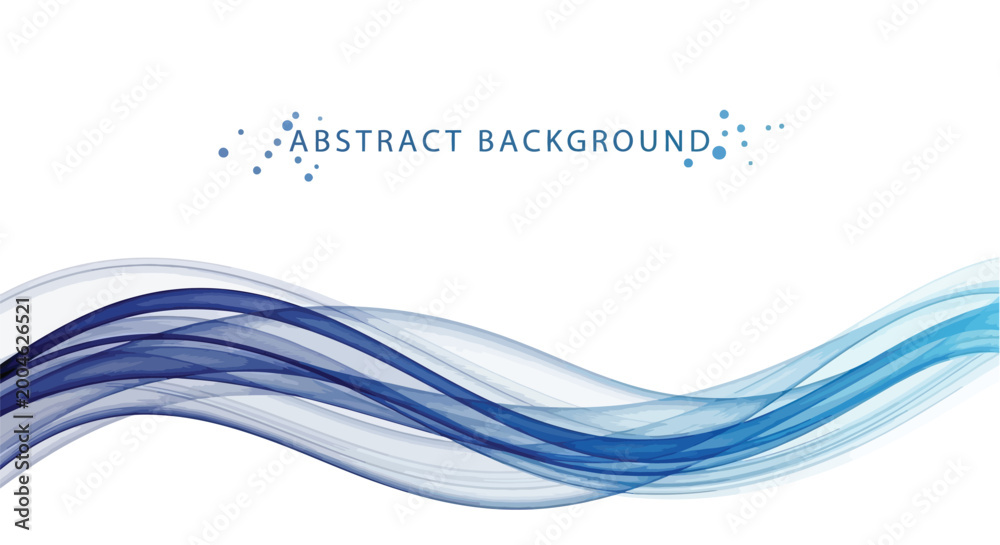 Abstract blue wave background with smooth flowing curves and modern ...