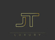 © Mahamud - JT Luxury Modern Interlocking Letter Logo Design. Luxury Monogram Logo With Gold Outline On dark Background, Elegant Minimal Branding Mark.