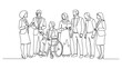 © jeje - continuous line drawing Diverse group of people standing together.
