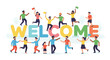 © pradewa - Diverse people jumping welcome celebration.