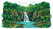 © Felippe Lopes - Vibrant illustration of a captivating waterfall cascading into a serene pool within a lush tropical oasis, showcasing vibrant greenery and untouched natural beauty.