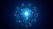 © Natt - An innovative and creative light bulb concept incorporating advanced smart digital technology and business icons representing creative technology and global connectivity in the digital age.