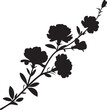 © MDRafiqul - Black silhouette of a blooming flower branch with petals and leaves
