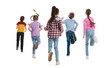 © New Africa - Group of children running on white background, back view