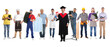 © New Africa - Graduate student and men of various occupations on white background. Choice of profession