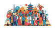 © EDY - Diverse global people and cultural landmarks.