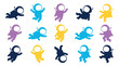 © 21graphic - Colorful Flat Astronaut Silhouettes - Space Exploration  Science Glyphs Collection
