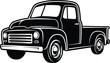 © Vhya - Vintage Black and White Pickup Truck Illustration.