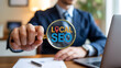© ISRAT - Magnifying glass revealing local SEO strategy on desk with man in suit