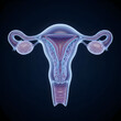 © Siratgallery - Human female reproductive system, transparent uterus and ovaries, anatomy illustration, medical diagram