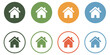 © Ayat04 - Web home icon house symbol for apps websites, main page navigation icon in circular shape, filled outline and stroke style variations, UI design vector illustration.