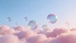 © 庚 吴 - Bubbles floating in sky with clouds