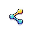 © PUTRA - Pixelated digital icon representing sharing functionality with vibrant color accents and simplistic design for modern user