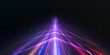 © MAKSYM - A bright perspective light road with blue, cyan and violet rays on a dark background, a futuristic vector high-speed tunnel and a glowing digital trajectory effect.