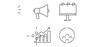 © Md - Vector icon set collection of 4 minimalist line icons for retail marketing and consumer services featuring a megaphone, billboard, growth bar chart, and target audience for business strategy.
