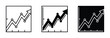 © Jannatul - Minimalist business growth chart icons, black and white financial data graph set, rising arrow profit vector symbols for corporate reports