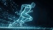 © Hiddens - Abstract digital rendering of a runner in motion, glowing with light particles.