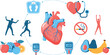 © Sultana - Heart Health and Wellness Illustration Set with Human Heart Anatomy, Fitness Activities, Healthy Food, Medical Icons, and Lifestyle Elements for Healthcare Design
