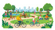 © Sumon - park scene with people and activities colorful vector illustration