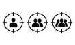 © sumaiyagd10 - Target audience and customer profiling icons with person and group symbols in crosshairs